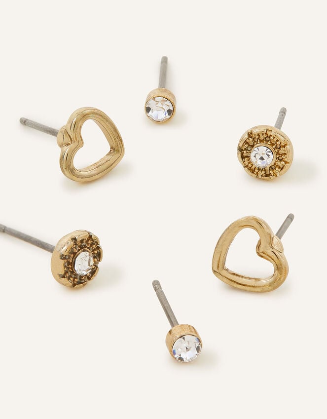 accessorize Heart Sparkle Earrings Set of Three
