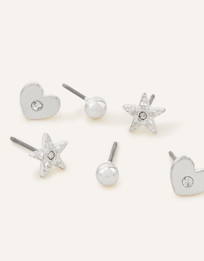 accessorize Heart Stud Earrings Set of Three