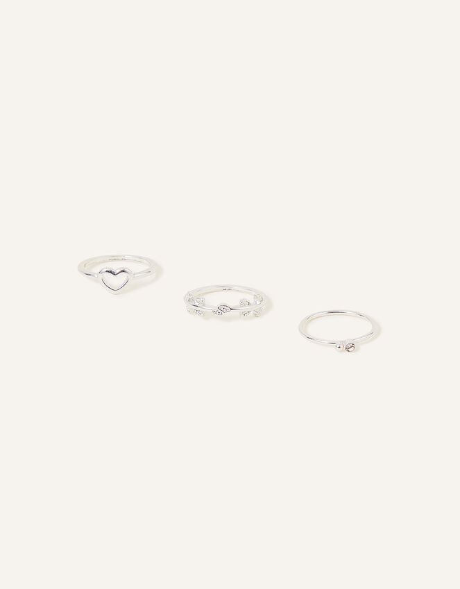 Accessorize Heart Vine Rings Set Of Three Silver