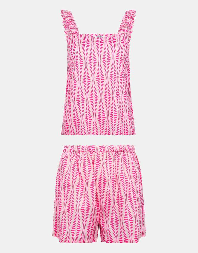 Accessorize Ikat Frill Short Pyjamas Set Pink