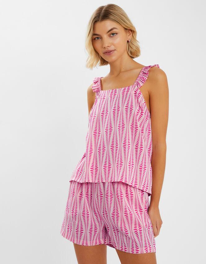 accessorize Ikat Frill Short Pyjamas Set Pink