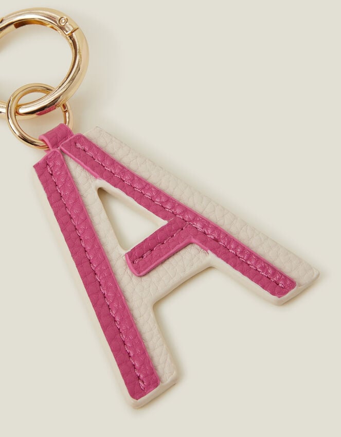 Accessorize Initial Colour Block Keyring Pink