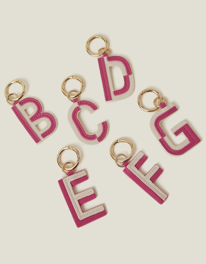 Accessorize Initial Colour Block Keyring Pink