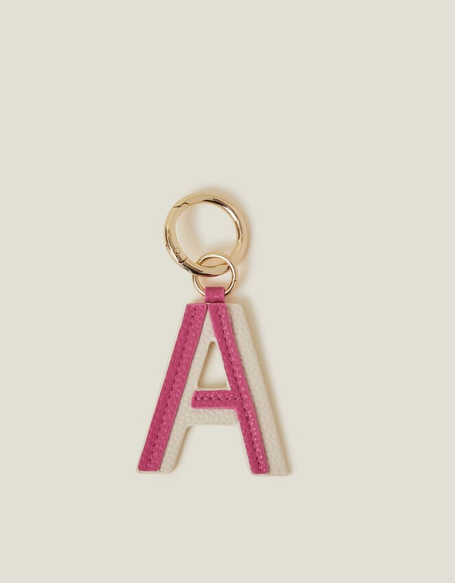 accessorize Initial Colour Block Keyring Pink