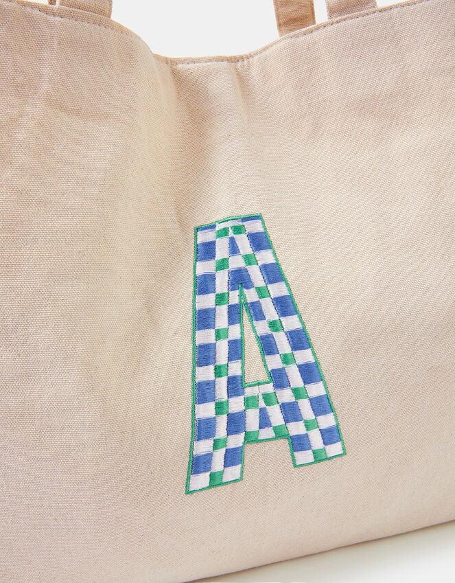 Accessorize Initial Embroidered Tote Bag Blue