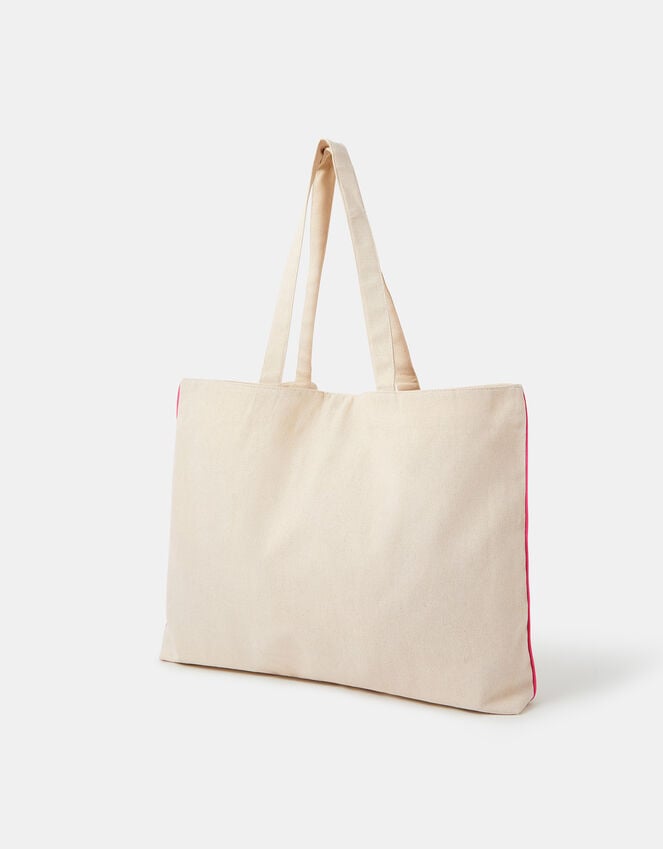 Accessorize Initial Embroidered Tote Bag Pink