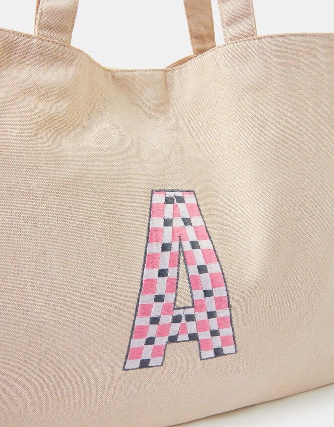 Accessorize Initial Embroidered Tote Bag Pink