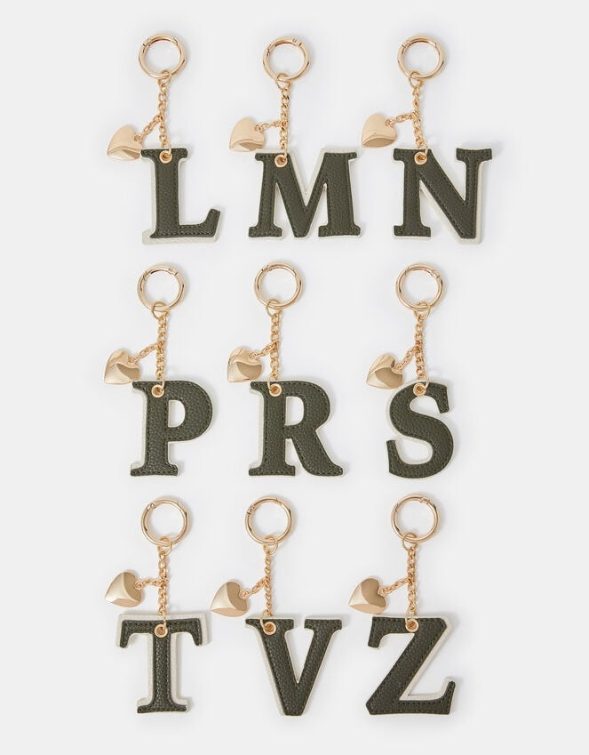 Accessorize Initial Heart Bag Charm Green