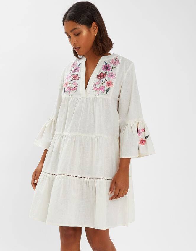 accessorize Jasmine Embroidered Smock Dress White