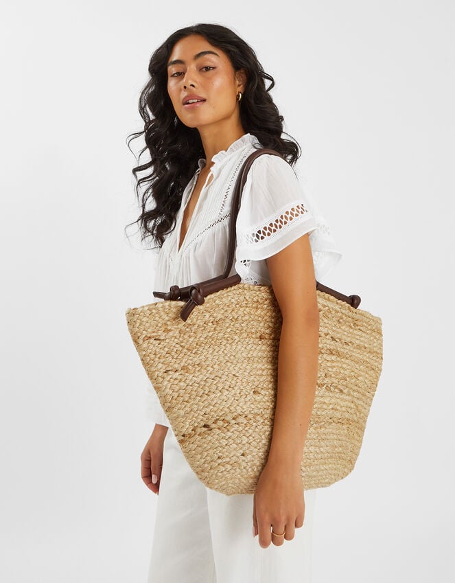 Accessorize Jute Basket Beach Bag