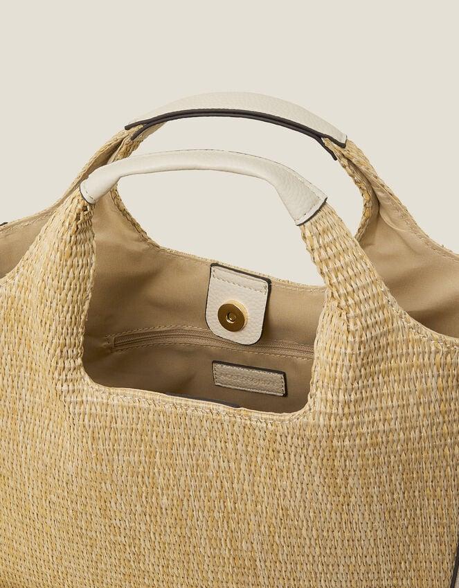 Accessorize Jute Faux Leather Handbag Cream