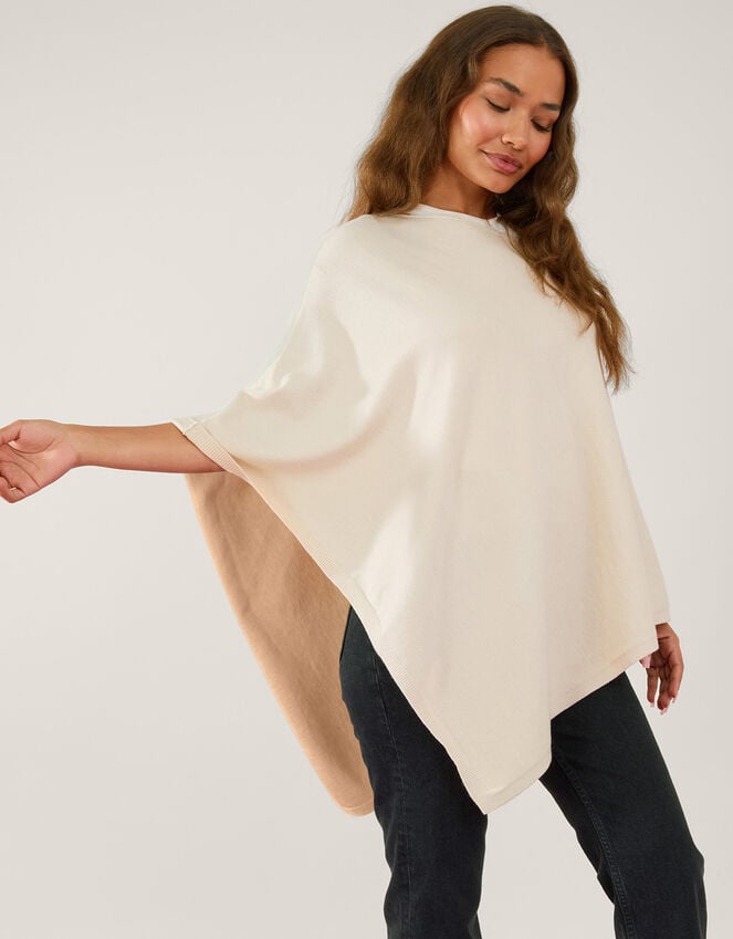accessorize Knit Poncho Cream