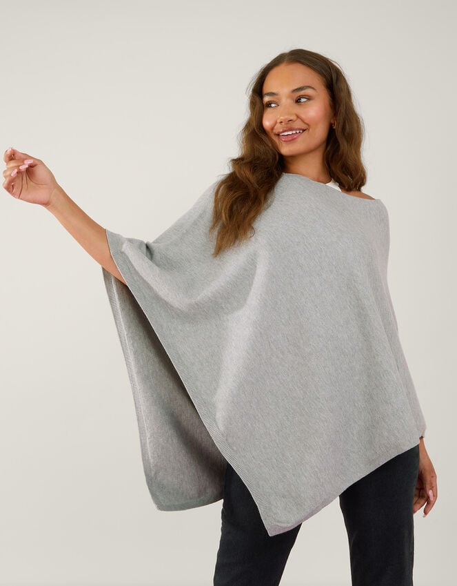 Accessorize Knit Poncho Grey