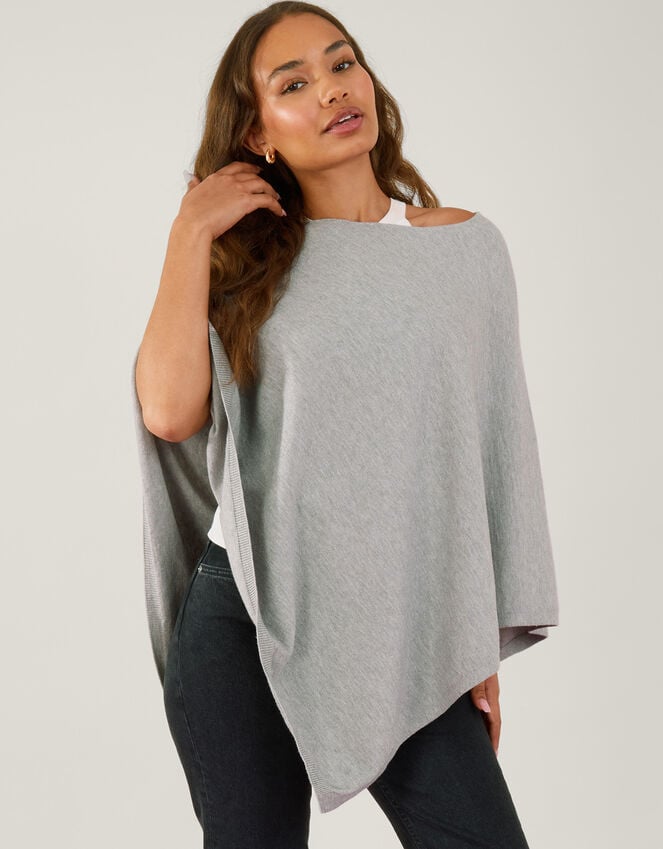 accessorize Knit Poncho Grey