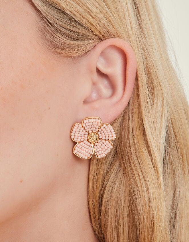 Accessorize Large Beaded Flower Stud Earrings
