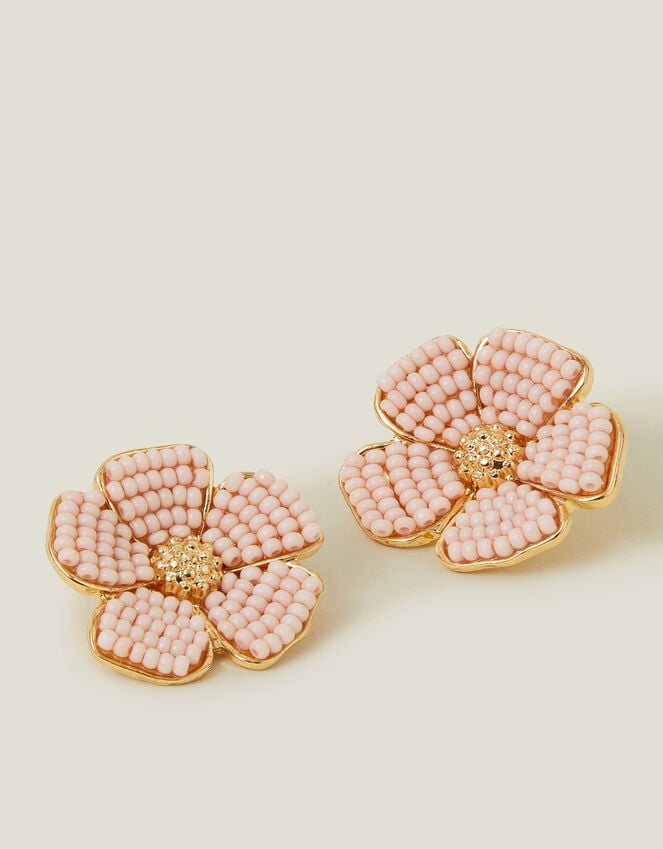 accessorize Large Beaded Flower Stud Earrings