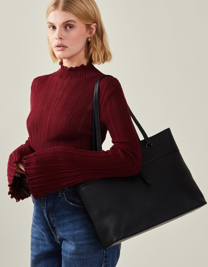 accessorize Large Faux Leather Tote Bag Black