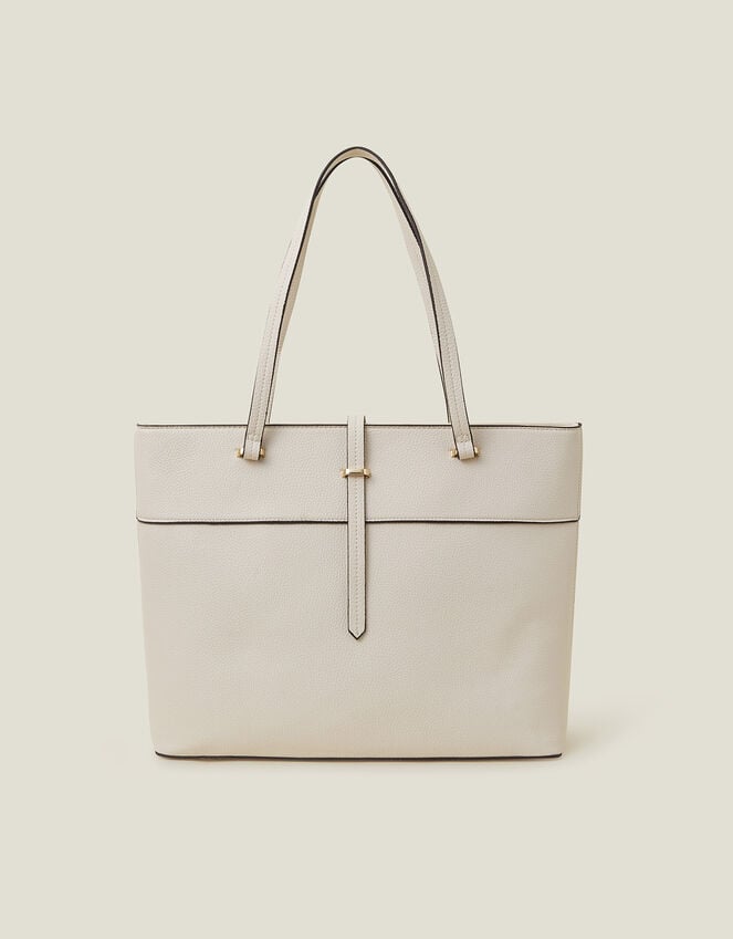 Accessorize Large Faux Leather Tote Bag Cream