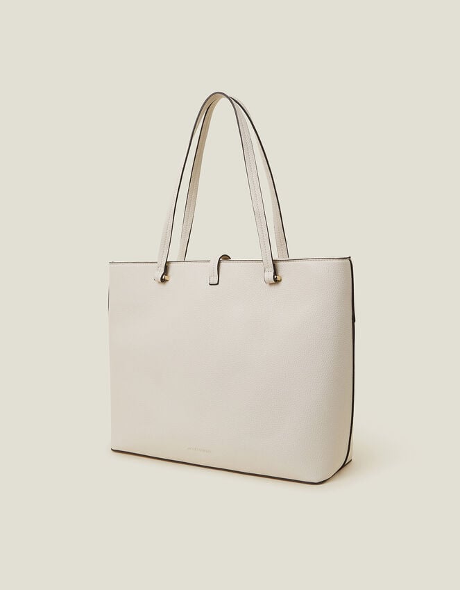 Accessorize Large Faux Leather Tote Bag Cream