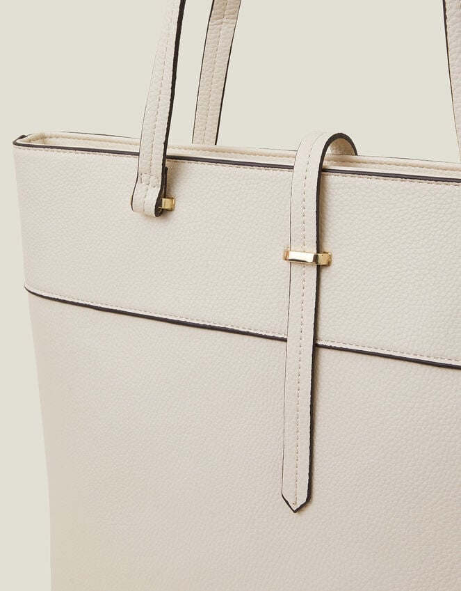 Accessorize Large Faux Leather Tote Bag Cream