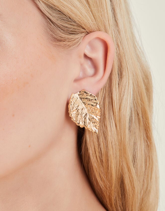 Accessorize Large Leaf Stud Earrings