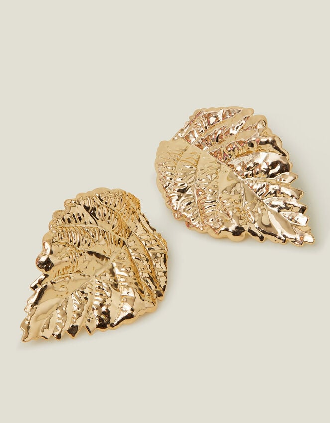 accessorize Large Leaf Stud Earrings