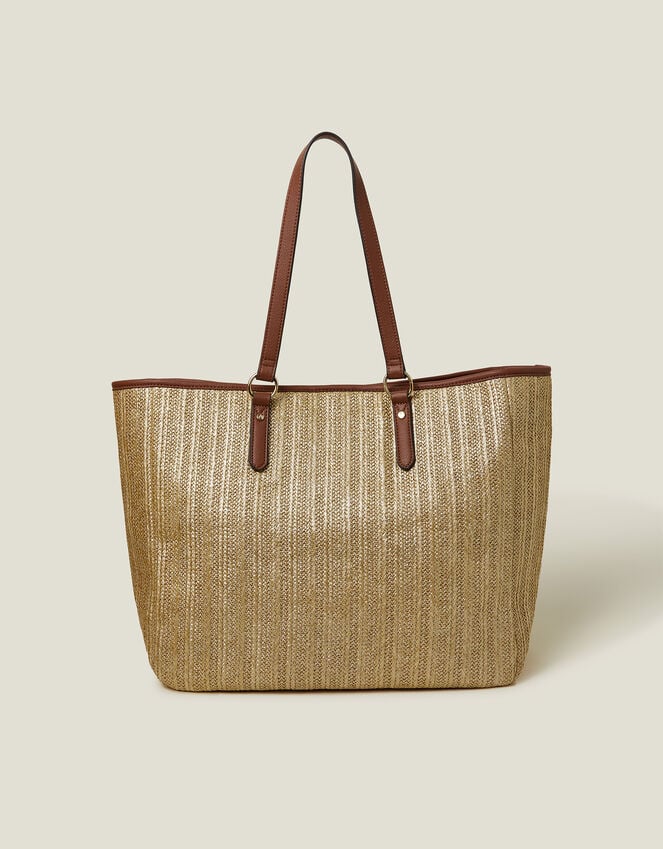 Accessorize Large Metallic Raffia Shopper Bag