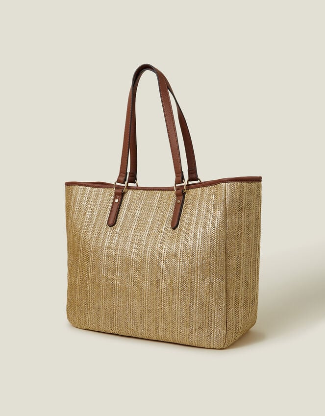 Accessorize Large Metallic Raffia Shopper Bag