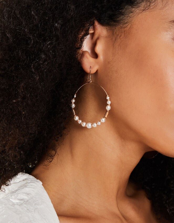 Accessorize Large Pearl Beaded Hoop Earrings