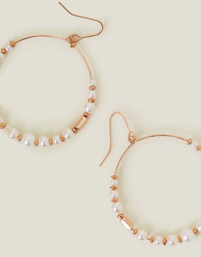 accessorize Large Pearl Beaded Hoop Earrings