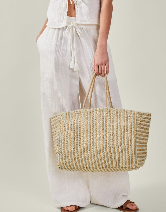 accessorize Large Woven Stripe Tote Bag