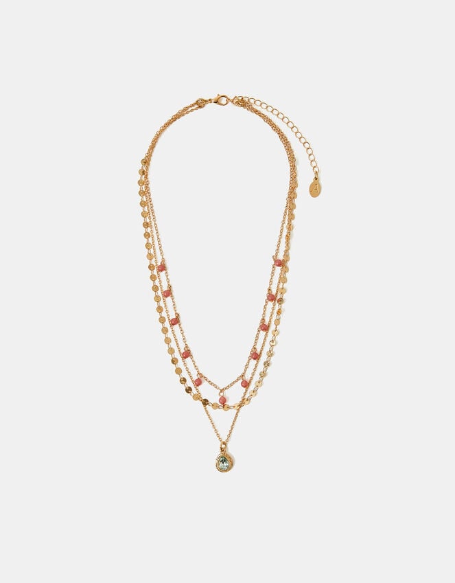 Accessorize Layered Gem Drop Necklace