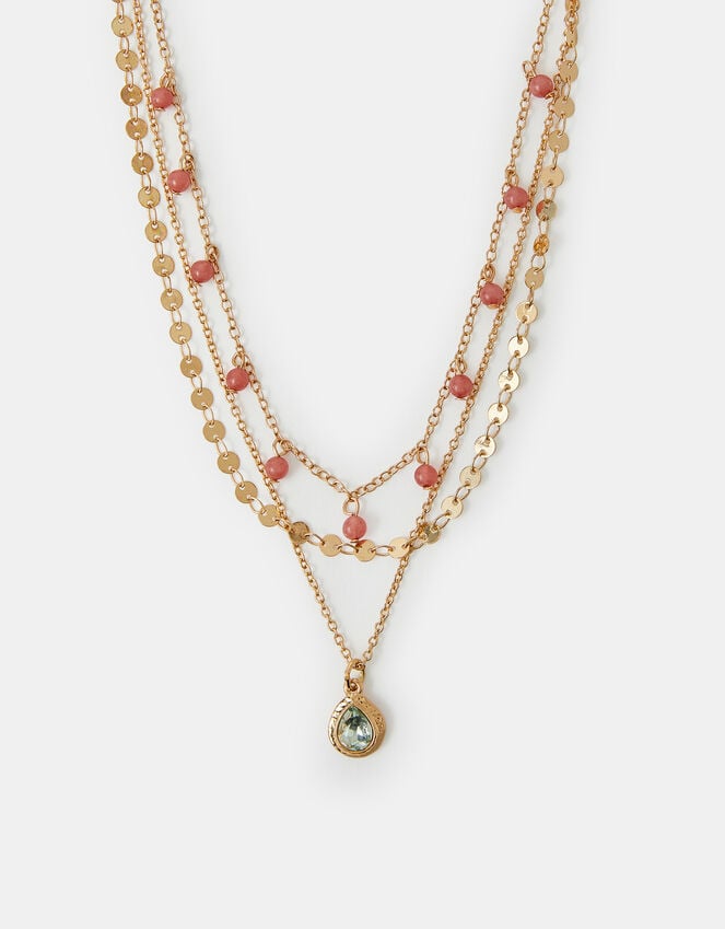 accessorize Layered Gem Drop Necklace