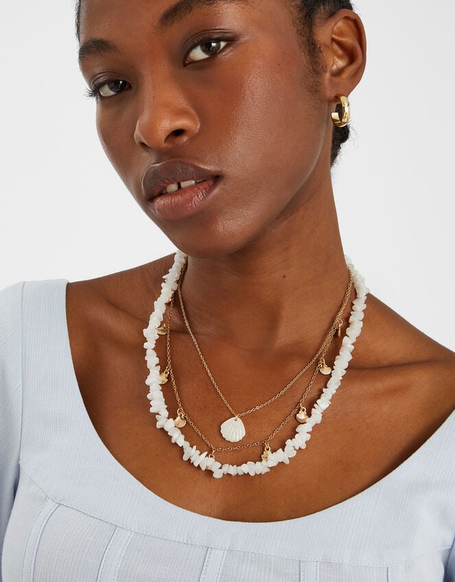 Accessorize Layered Shell Charm Necklace