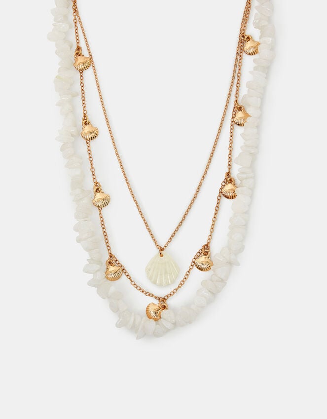 accessorize Layered Shell Charm Necklace