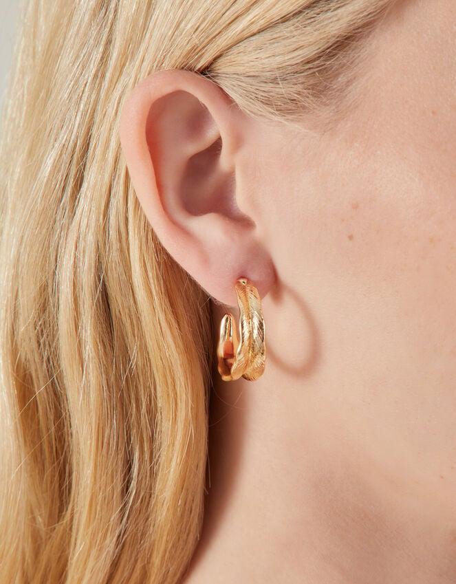 Accessorize Leaf Etched Hoop Earrings