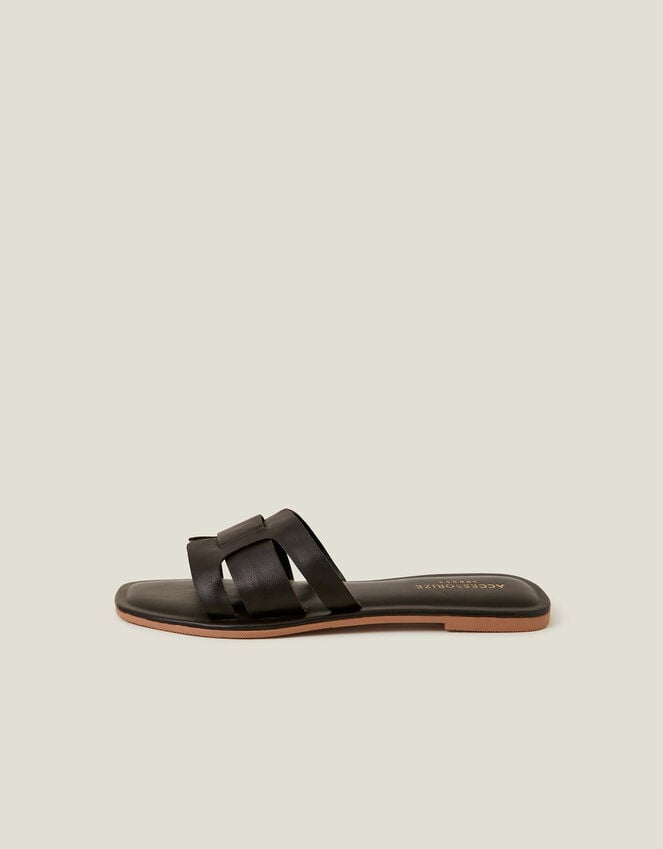 Accessorize Leather Cut-Out Sliders Brown