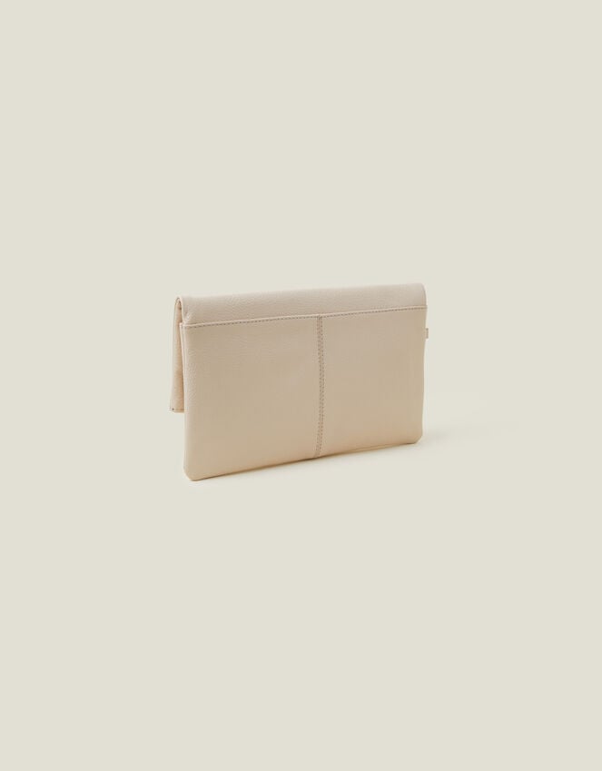 Accessorize Leather Fold-Over Clutch Bag Cream