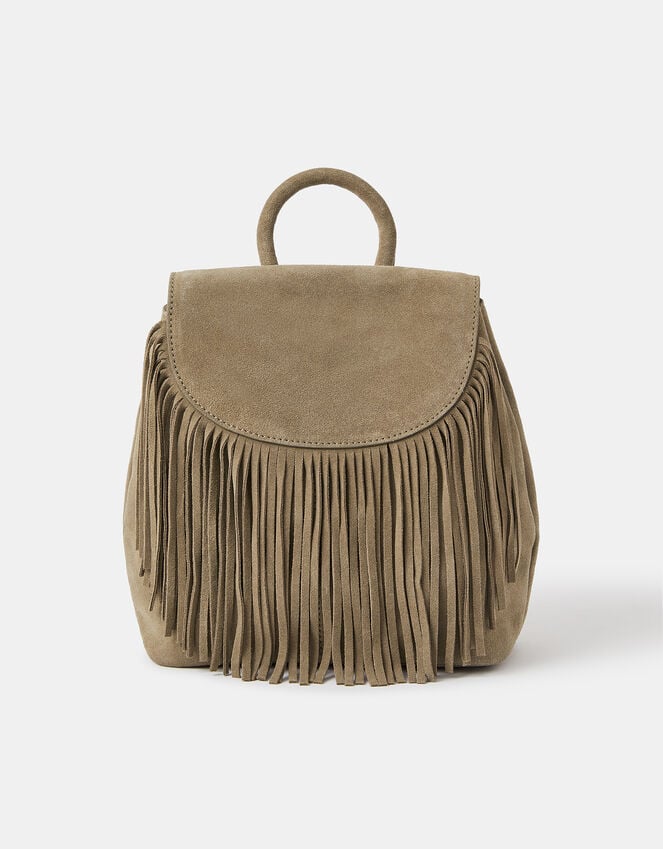 accessorize Leather Fringe Backpack