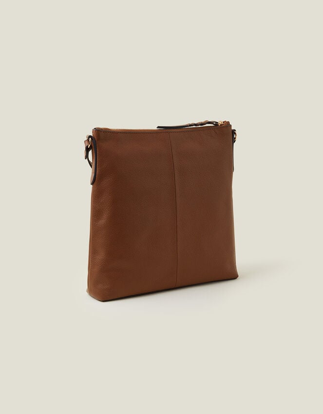 Accessorize Leather Large Messenger Bag Tan