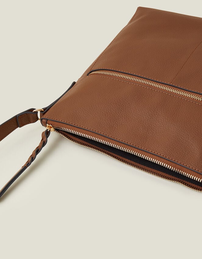 Accessorize Leather Large Messenger Bag Tan