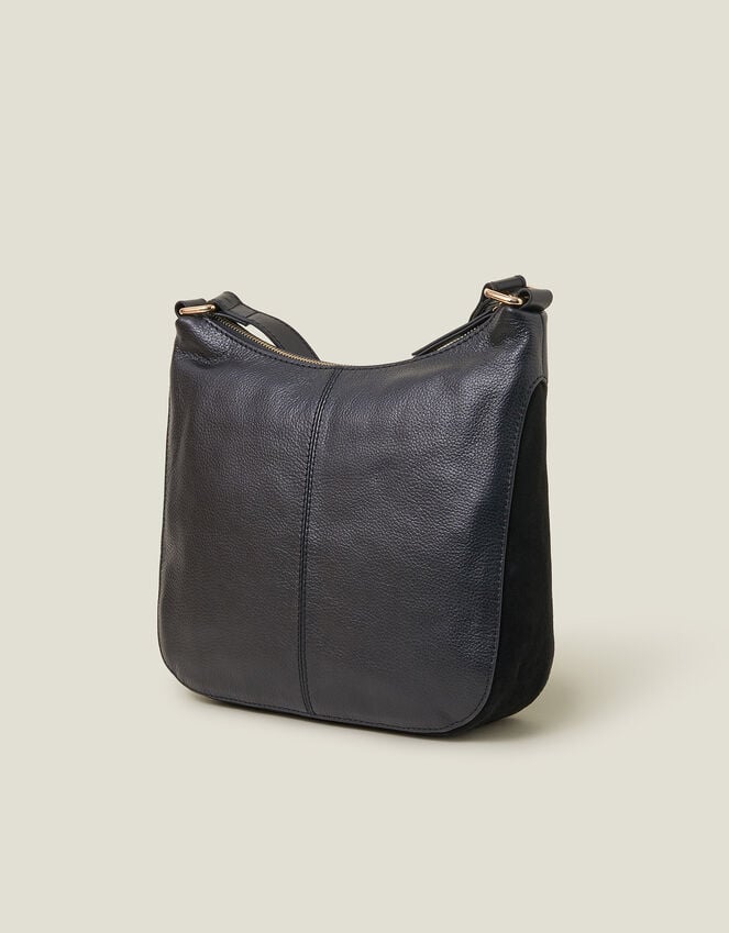 Accessorize Leather Messenger Cross-Body Bag Black