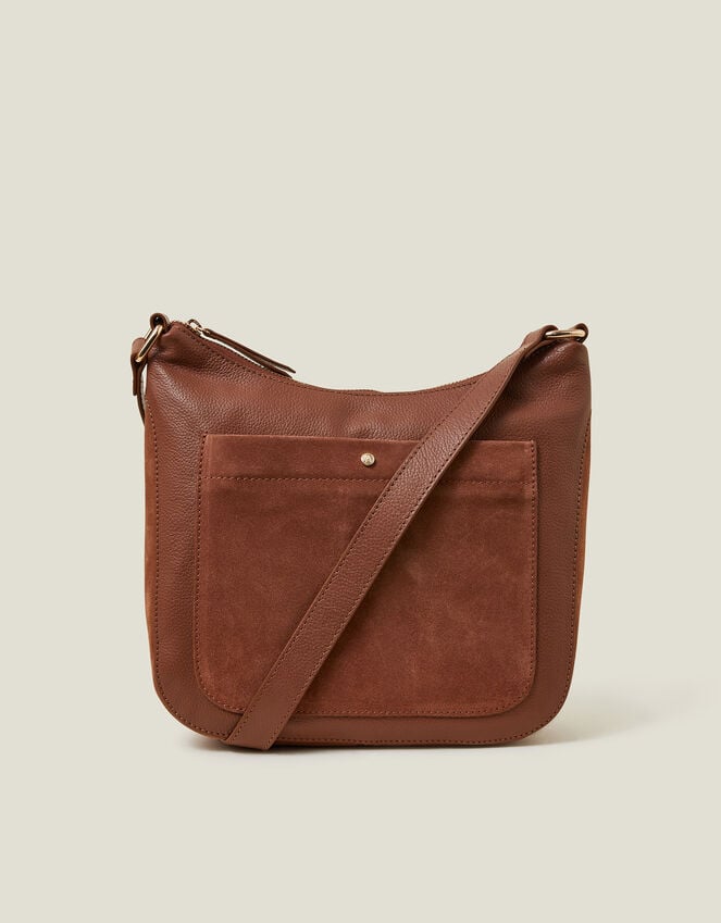 Accessorize Leather Messenger Cross-Body Bag Tan