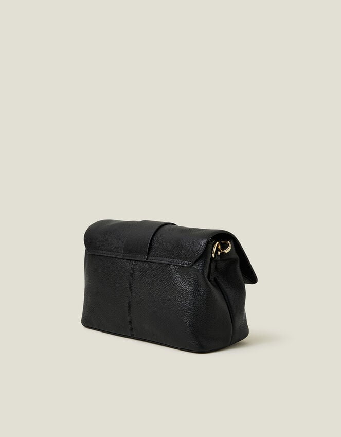 Accessorize Leather Metal Bar Cross-Body Bag Black