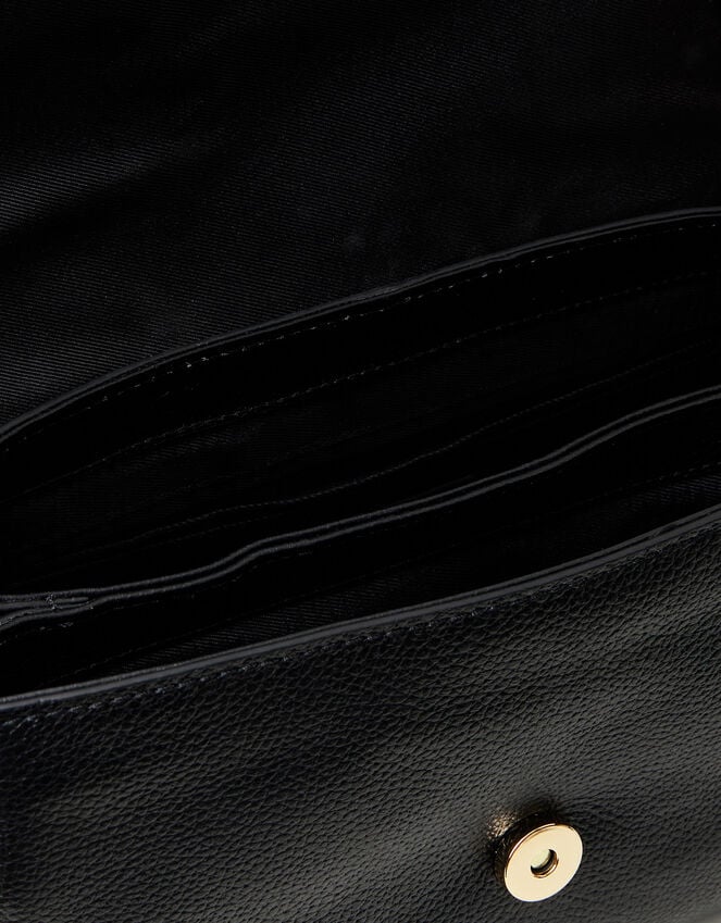 Accessorize Leather Metal Bar Cross-Body Bag Black