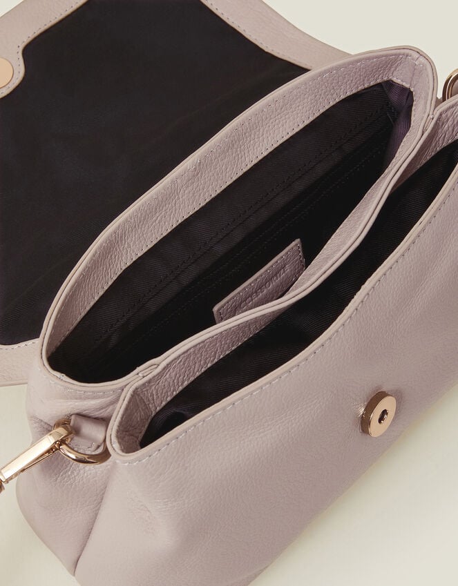 Accessorize Leather Metal Bar Cross-Body Bag Nude