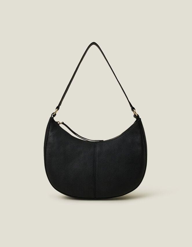 Accessorize Leather Scoop Shoulder Bag Black