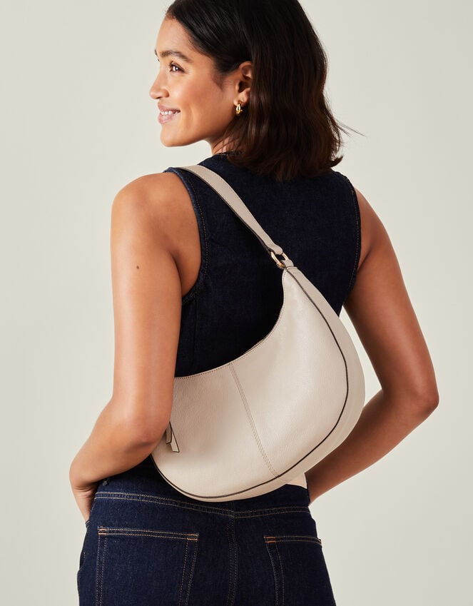 accessorize Leather Scoop Shoulder Bag Nude