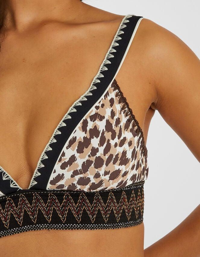 Accessorize Leopard Print Band Bikini Top Brown