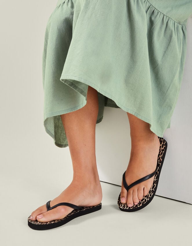 Accessorize Leopard Print Flip Flops Multi